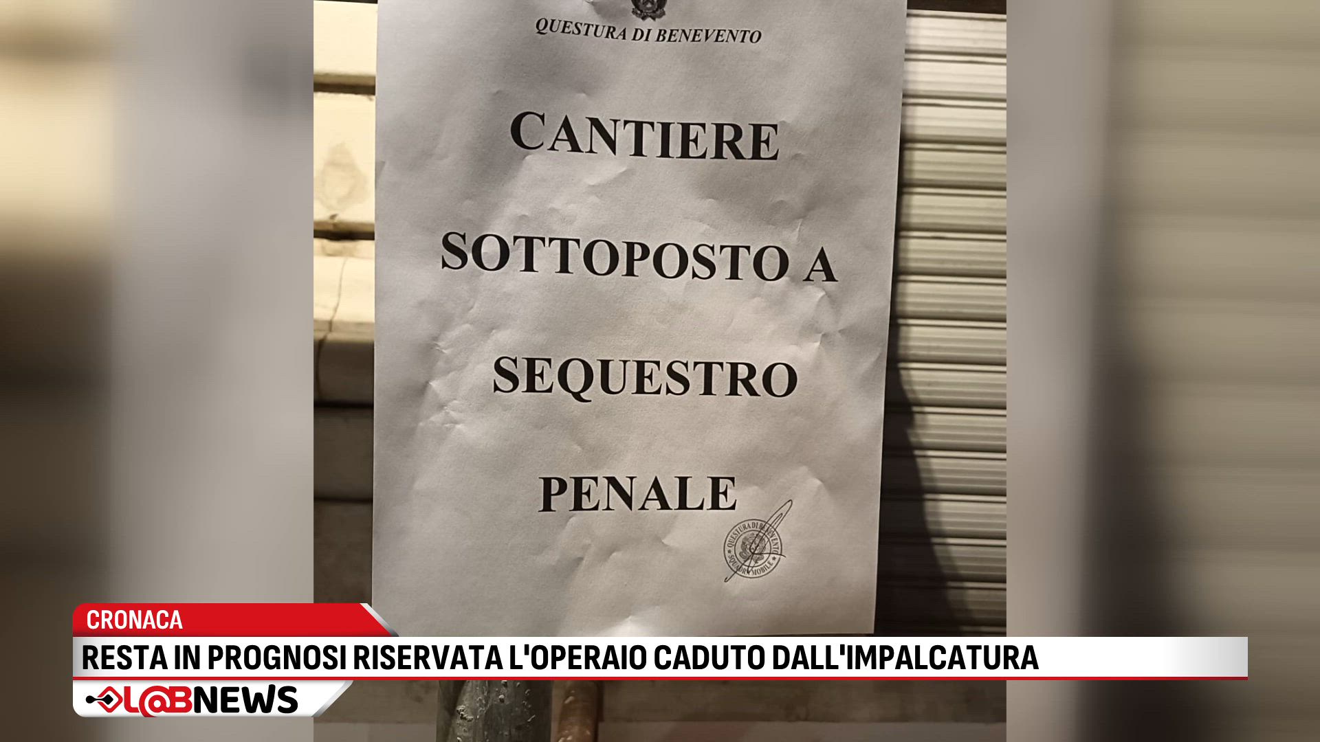 Resta in prognosi riservata l'operaio caduto dall'impalcatura a Benevento