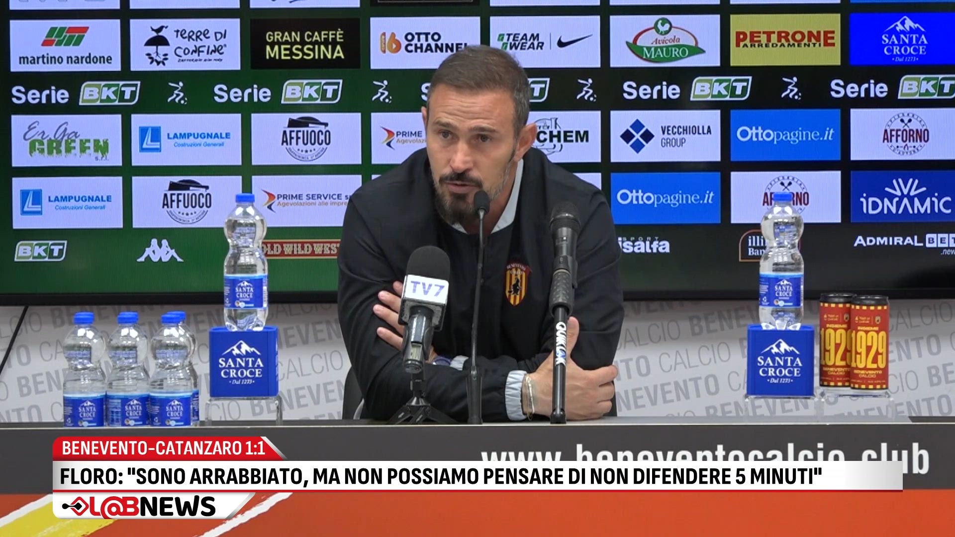 Benevento-Catanzaro: 1-1  Floro: “Sono arrabbiato, ma non possiamo pensare di non difendere 5 minuti”