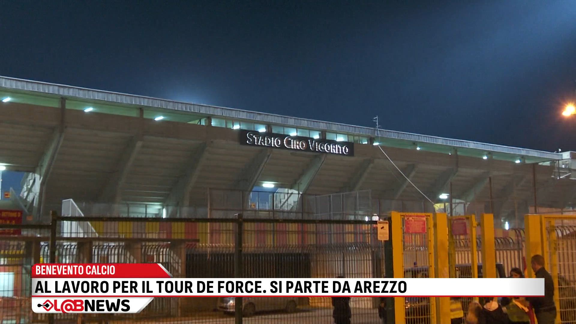 Benevento Calcio, al lavoro per il tour de force. Si parte da Arezzo