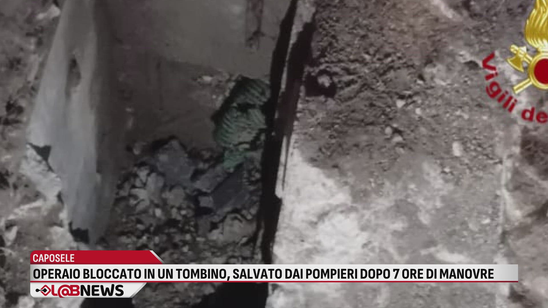 Operaio bloccato in un tombino, salvato dai pompieri dopo 7 ore di manovre